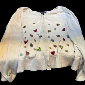 Lands End Girls sweater cardigan button up with sequins size 7-8